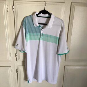 ADIDAS Climachill Golf Polo Shirt The Rookery White/Green Striped Men’s XL